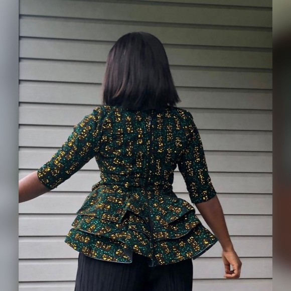 African Print Peplum Top - Picture 2 of 3